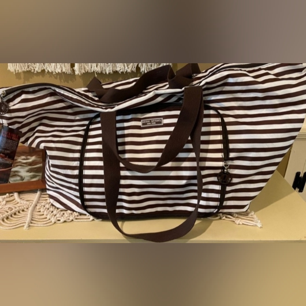 Henri Bendel X-Large (XL) Travel Tote Centennial Stripe Packable Travel Bag